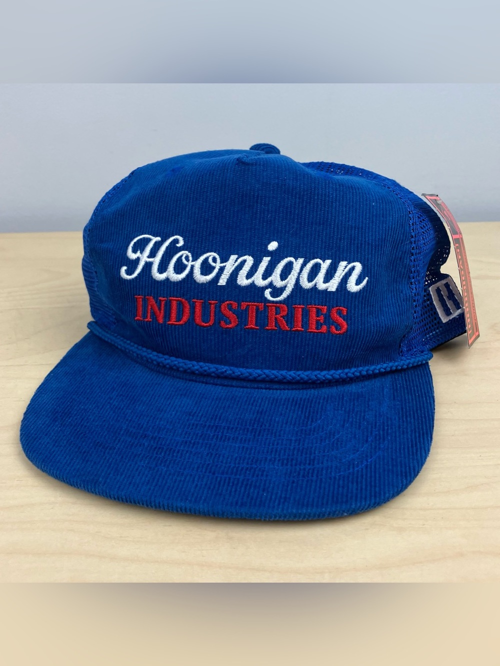 Hoonigan Industries Mesh Snapback Trucker Hat Corduroy Blue Embroidered Logo NWT